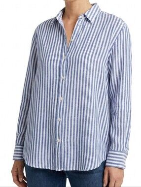 Hudson Jeans Blue & White Striped Button-Down Shirt 2X